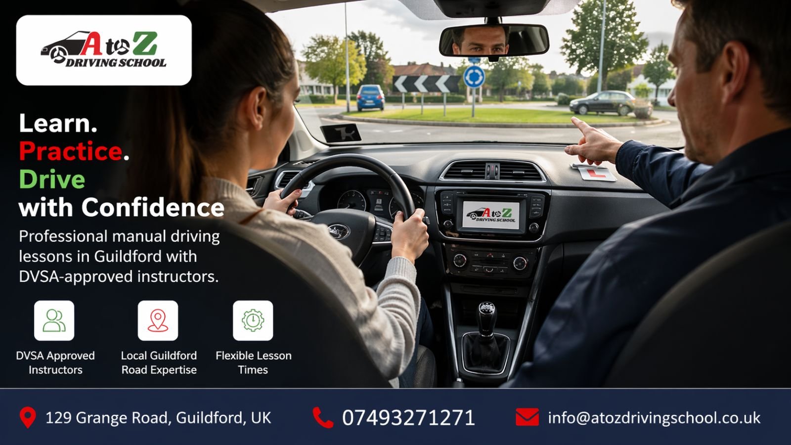 Manual Driving lessons in Guildford with AtoZ driving school