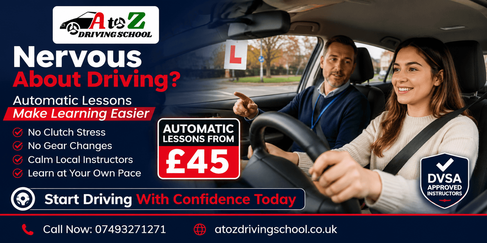 Student learning to drive with confidence - A to Z Driving School