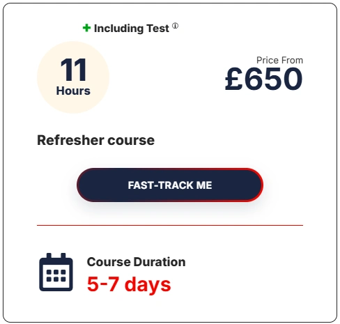 11-hour fast track refresher driving course including practical test preparation